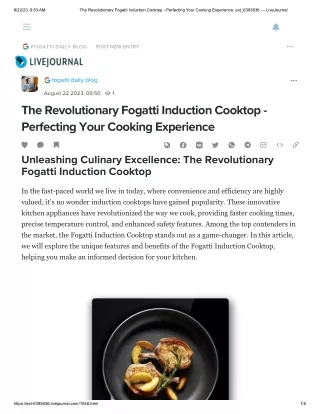 The Revolutionary Fogatti Induction Cooktop - Perfecting Your Cooking Experience