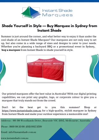 Shade Yourself in Style—Buy Marquee in Sydney from Instant Shade