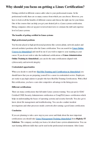 Why should you focus on getting a Linux Certification
