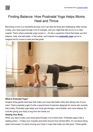 Finding Balance - How Postnatal Yoga Helps Moms Heal and Thrive