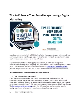 Tips to Enhance Your Brand Image through Digital Marketing.