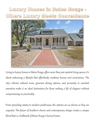 Luxury Homes in Baton Rouge - Where Luxury Meets Convenience