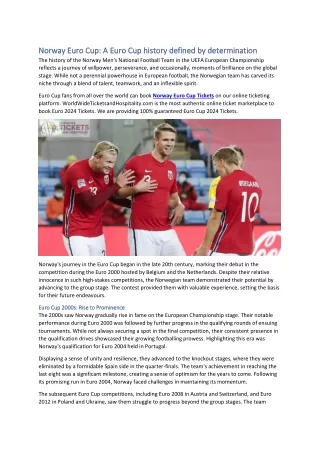 Norway Euro Cup A Euro Cup history defined by determination