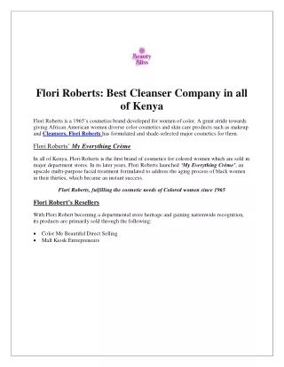 Flori Roberts Best Cleanser Company in all of Kenya