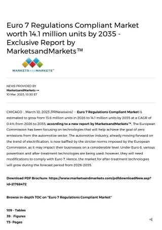 Euro 7 Regulations Compliant Market worth 14.1 million units by 2035 - Exclusive Report by MarketsandMarkets™