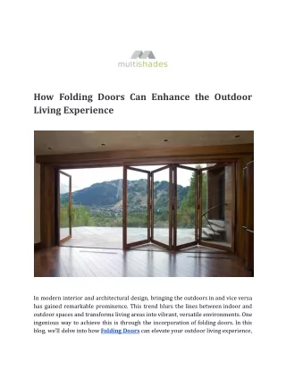 How Folding Doors Can Enhance the Outdoor Living Experience