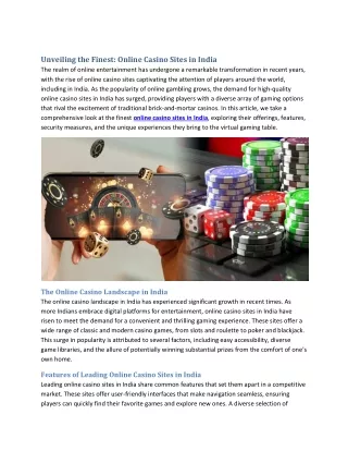 Unveiling the Finest Online Casino Sites in India