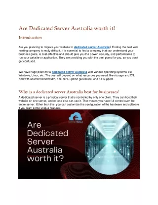 Are australia dedicated server worth it