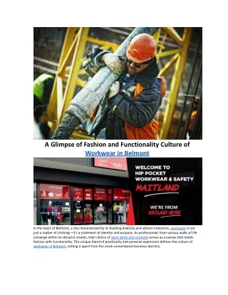 A Glimpse of Fashion and Functionality Culture of Workwear in Belmont