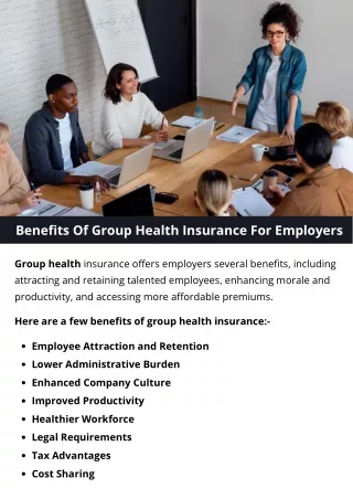 Benefits Of Group Health Insurance For Employers