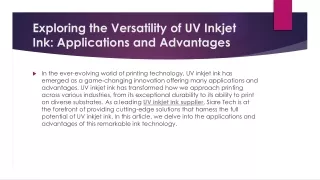 Exploring the Versatility of UV Inkjet Ink