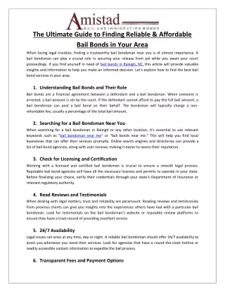 The Ultimate Guide to Finding Reliable & Affordable Bail Bonds in Your Area