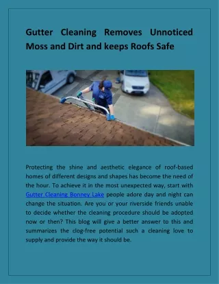 Gutter cleaning Removes Unnoticed Moss and Dirt and keeps Roofs Safe