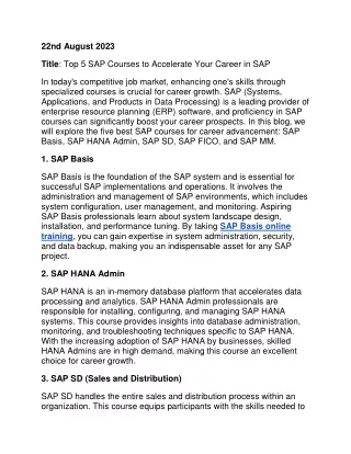 Top 5 SAP Courses to Accelerate Your Career in SAP