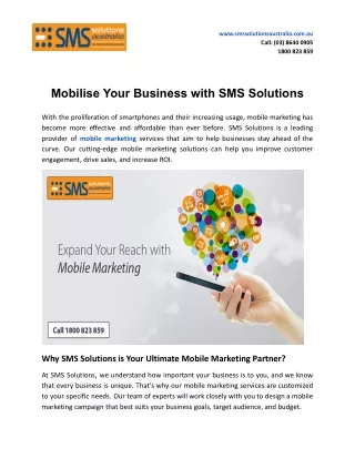 Mobilise Your Business with SMS Solutions