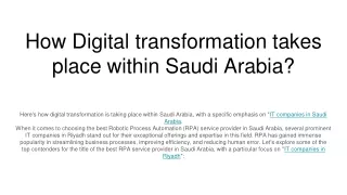 How Digital transformation takes place within Saudi Arabia_