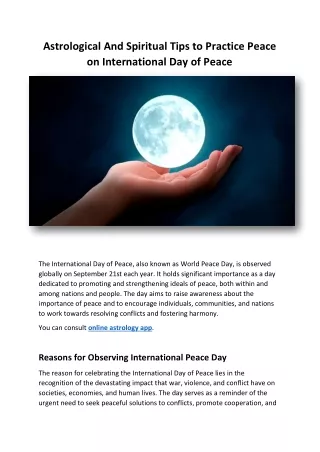 Astrological And Spiritual Tips to Practice Peace on International Day of Peace