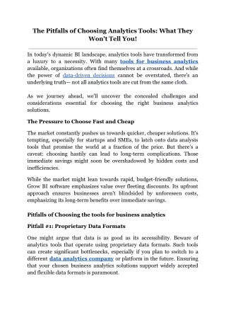 The Pitfalls of Choosing Analytics Tools_ What They Won't Tell You!