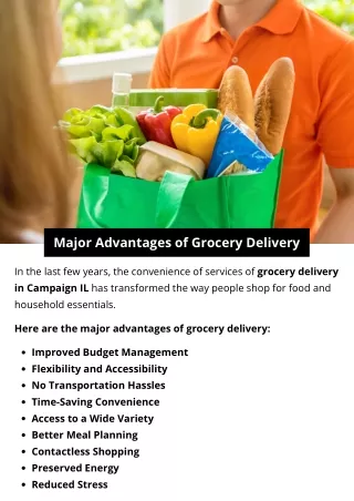 Major Advantages of Grocery Delivery
