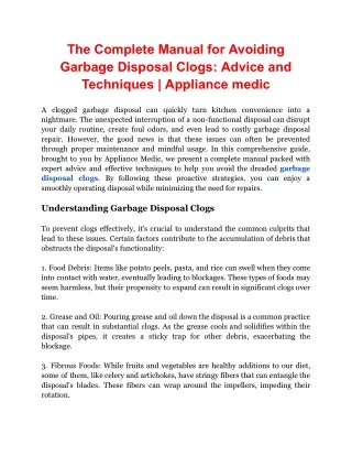 The Complete Manual for Avoiding Garbage Disposal Clogs_ Advice and Techniques _ Appliance medic