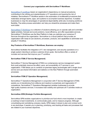 Connect your organziation with ServiceNow IT Workflows