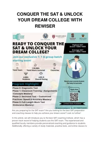 ReWiser - Best SAT Coaching to ace your test