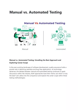 Manual vs. Automated Testing