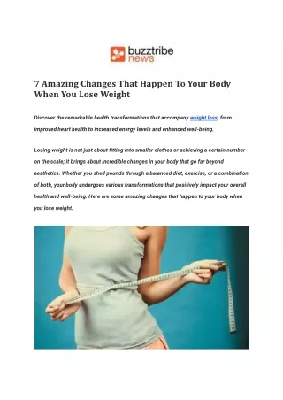 7 Amazing Changes That Happen To Your Body When You Lose Weight