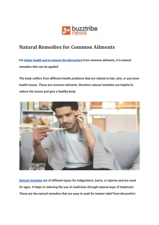 Natural Remedies for Common Ailments