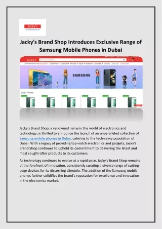 Buy Samsung Mobile Phones in Dubai - Jackys Brand Shop