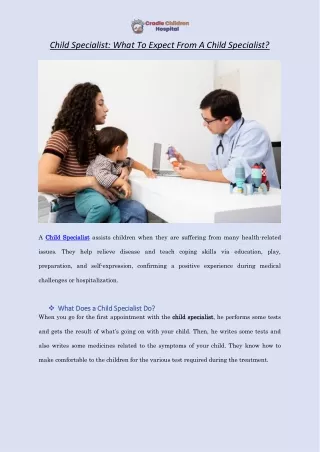 Child Specialist What To Expect From A Child Specialist?