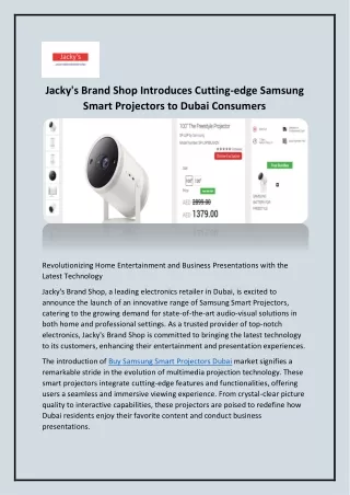 Buy Samsung Smart Projectors Dubai - Jackys Brand Shop