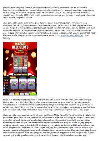 Slot Resmi: Web Lotere Slot Deposit Pulsa 10 Ribu Terkini Tanpa Bagian 2023