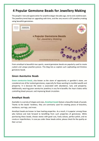 4 Popular Gemstone Beads for Jewellery Making