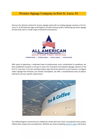 Premier Signage Company in Port St. Lucie, FL