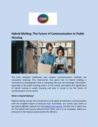 Hybrid Mailing The Future of Communication in Public Housing