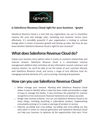 Is Salesforce Revenue Cloud right for your business - Ignyto