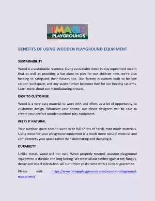 Benefits of using Wooden Playground Equipment - Image Playgrounds