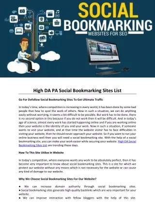 High DA PA Social Bookmarking Sites List