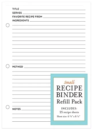 [PDF] READ] Free Small Recipe Binder Refill Pack: 25 Sheets bestseller