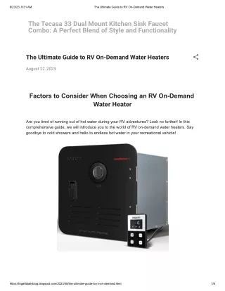 The Ultimate Guide to RV On-Demand Water Heaters