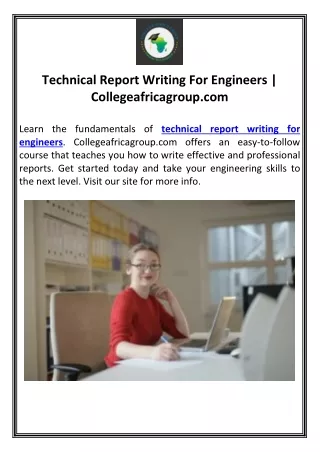 Technical Report Writing For Engineers | Collegeafricagroup.com
