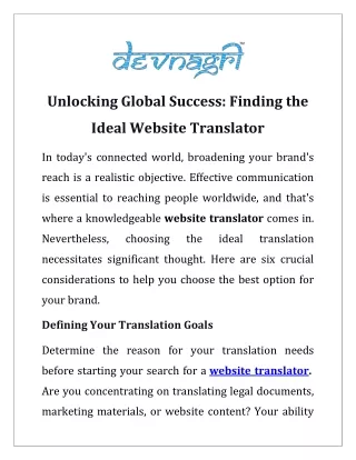 Unlocking Global Success: Finding the Ideal Website Translator