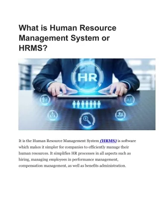 What is Human Resource Management System or HRMS