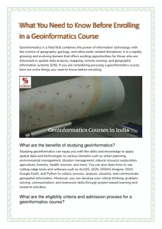 What You Need to Know Before Enrolling in a Geoinformatics Course