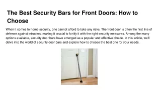 The Best Security Bars for Front Doors_ How to Choose