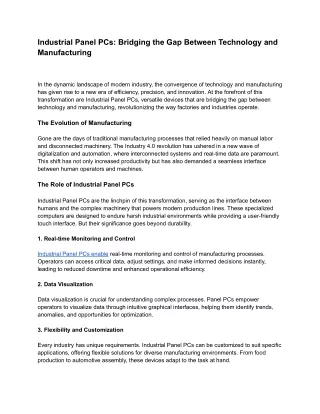 Industrial Panel PCs_ Bridging the Gap Between Technology and Manufacturing