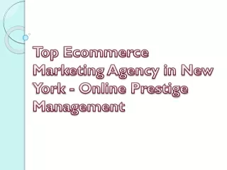 Top Ecommerce Marketing Agency in New York - Online Prestige Management