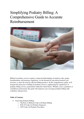 Simplifying Podiatry Billing: A Comprehensive Guide to Accurate Reimbursement