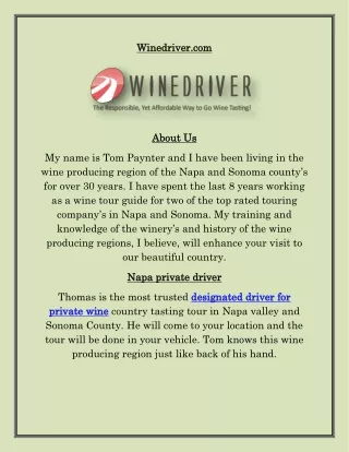 Driver sonoma wine country